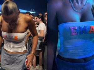 Chiara Frattesi al primo concerto di Geolier indossa il top 