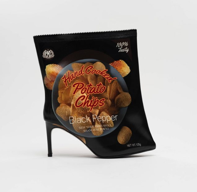 Potato Chips Package Detail Pin Heel Boots di Maison Mihara