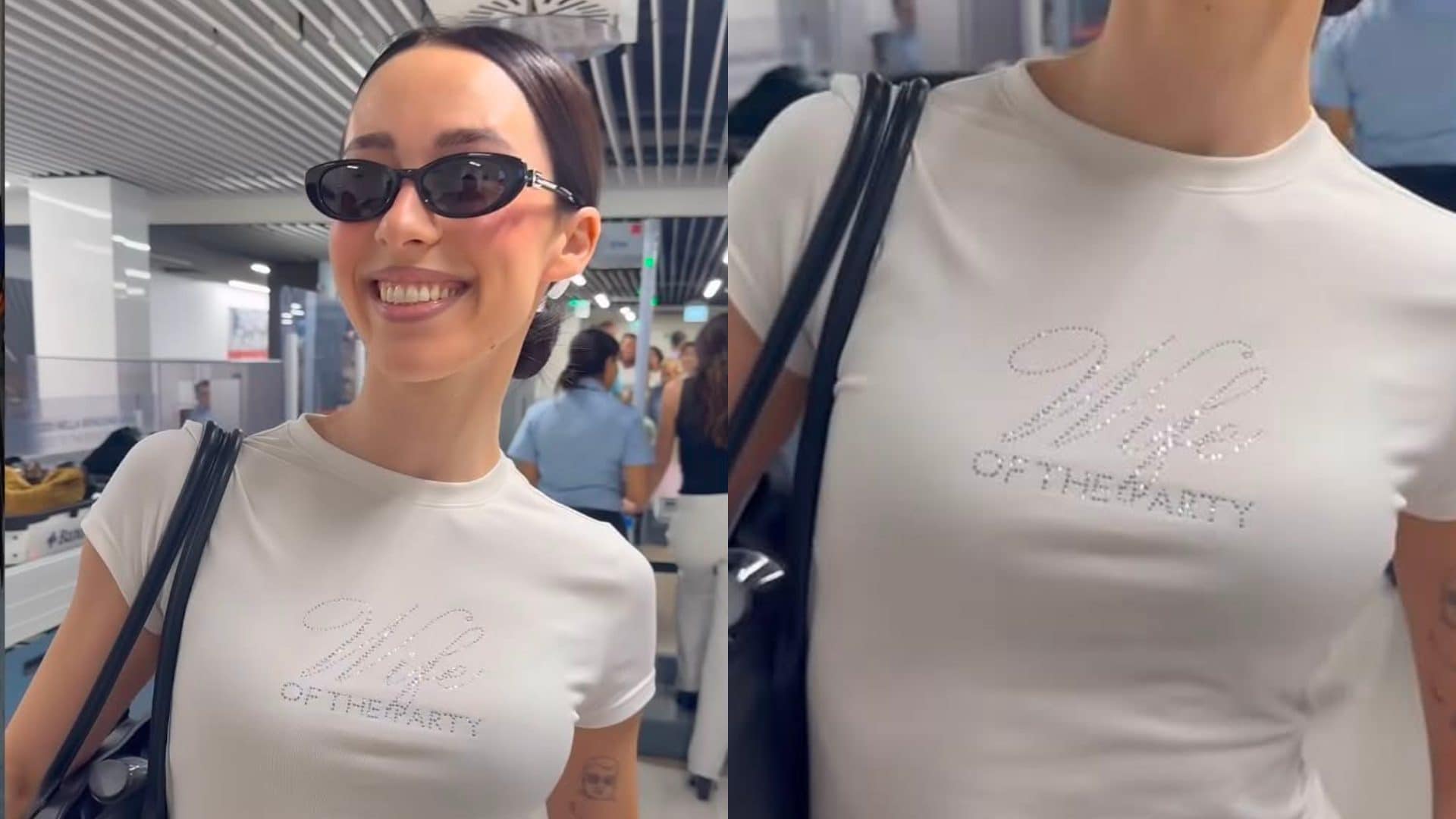 Aurora Ramazzotti arriva in Sicilia: si prepara al matrimonio con la t-shirt a tema sposa