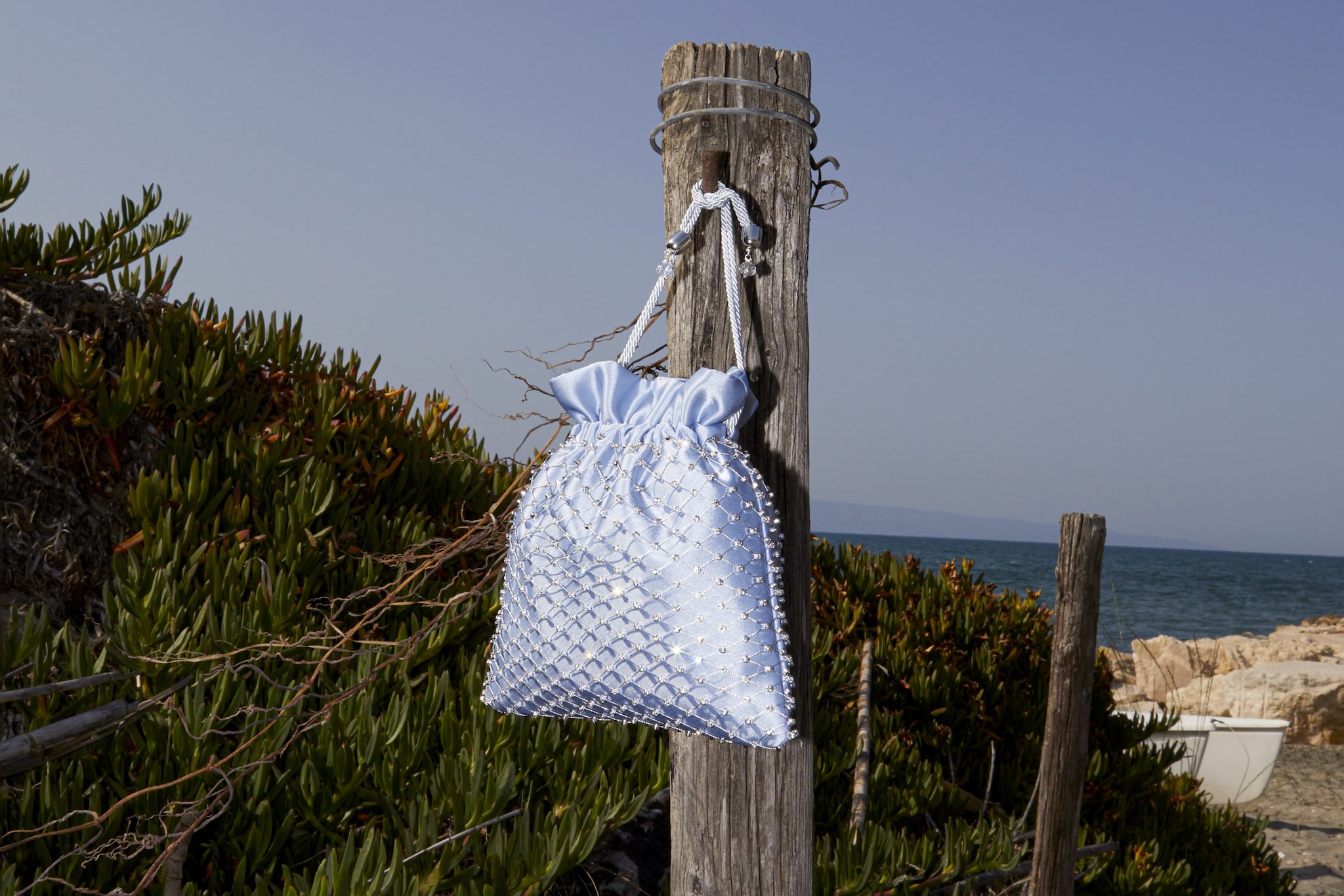 Borsa a sacchetto con cristalli Halìte