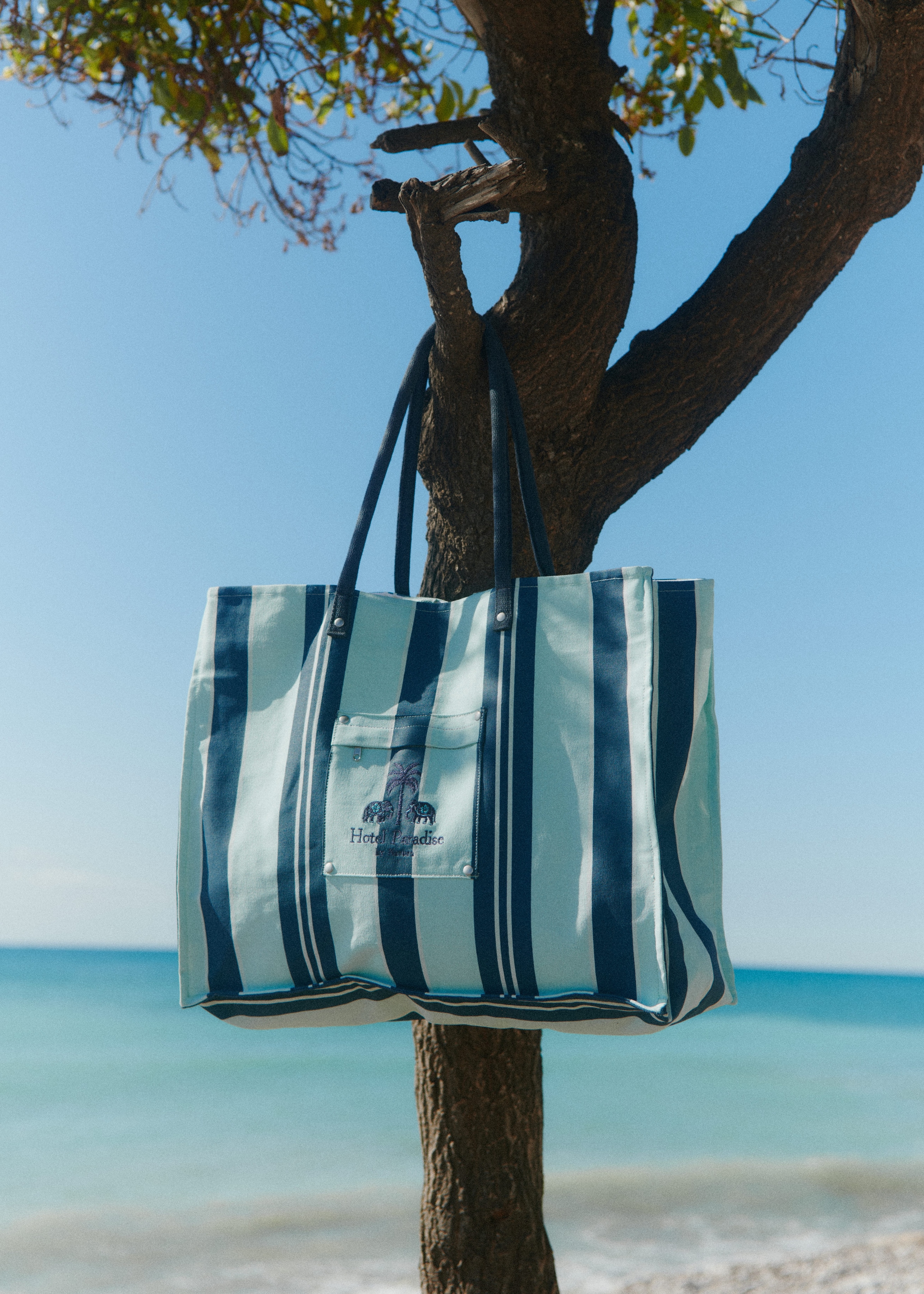 Borsa in tessuto a righe Natura