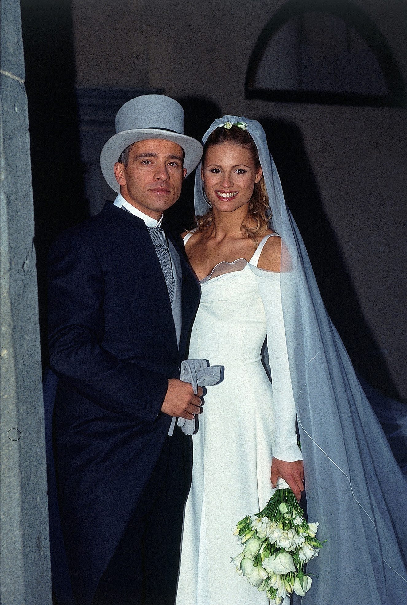 L’abito da sposa di Michelle Hunziker quando sposò Eros Ramazzotti