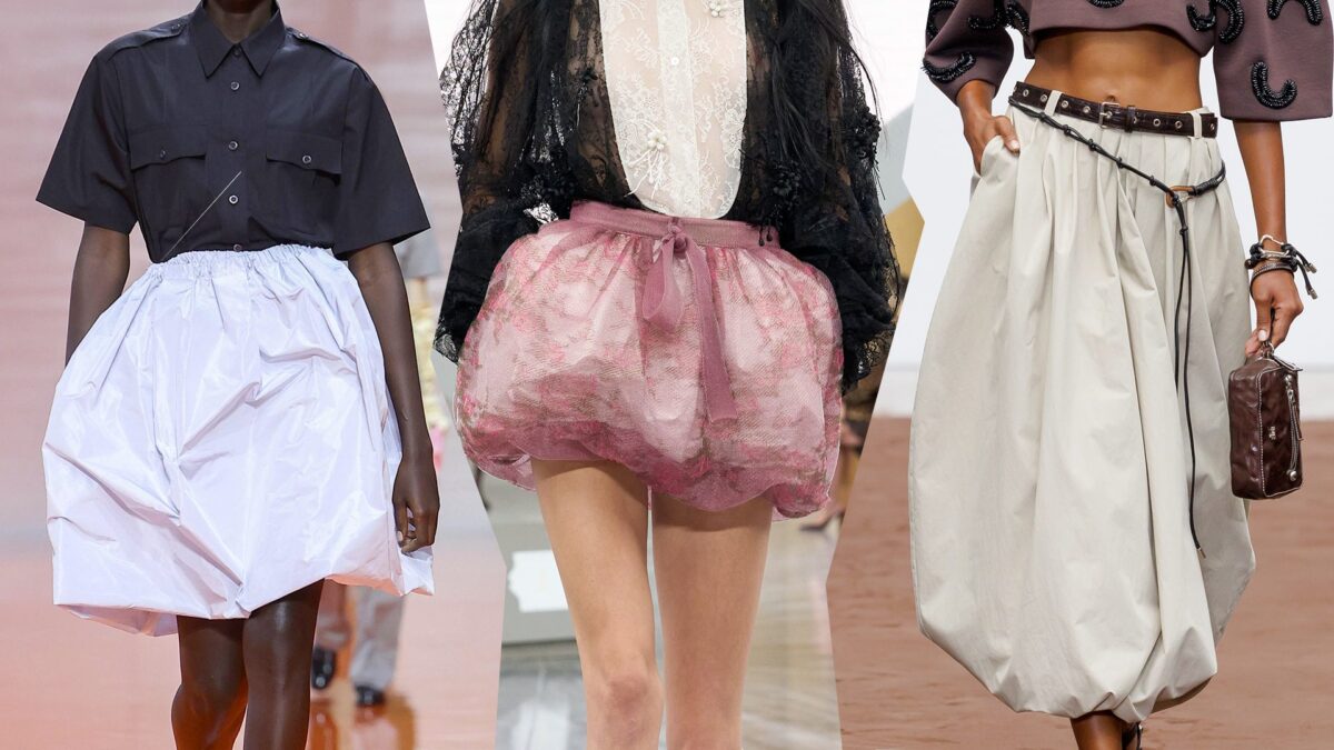 Da sinistra gonne Prada, Dior, Dhruv Kapoor