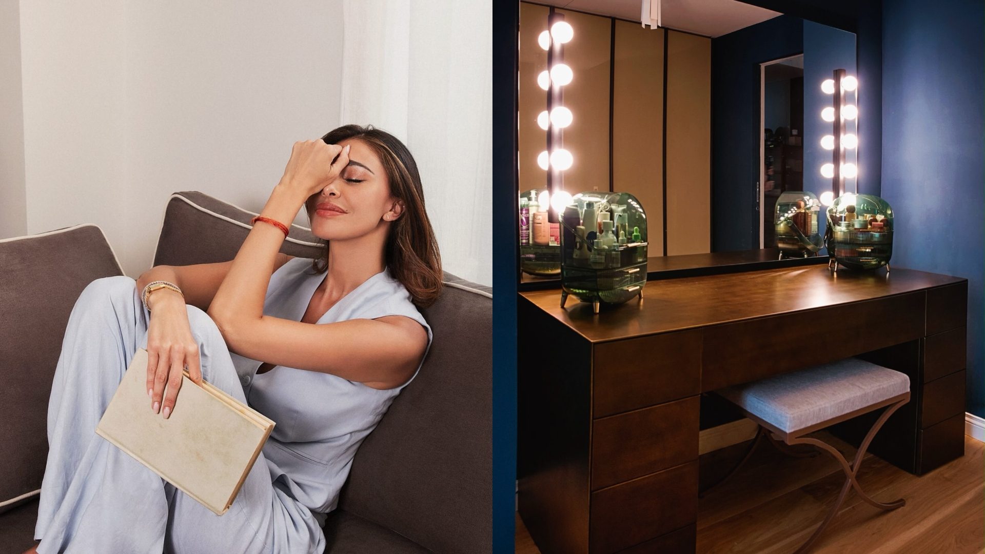 Nella nuova casa di Belén Rodriguez c’è un angolo make-up con toletta e specchio illuminato