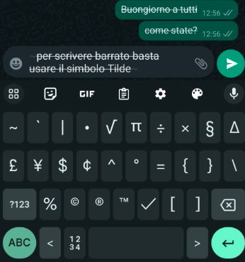 Come scrivere barrato su WhatsApp