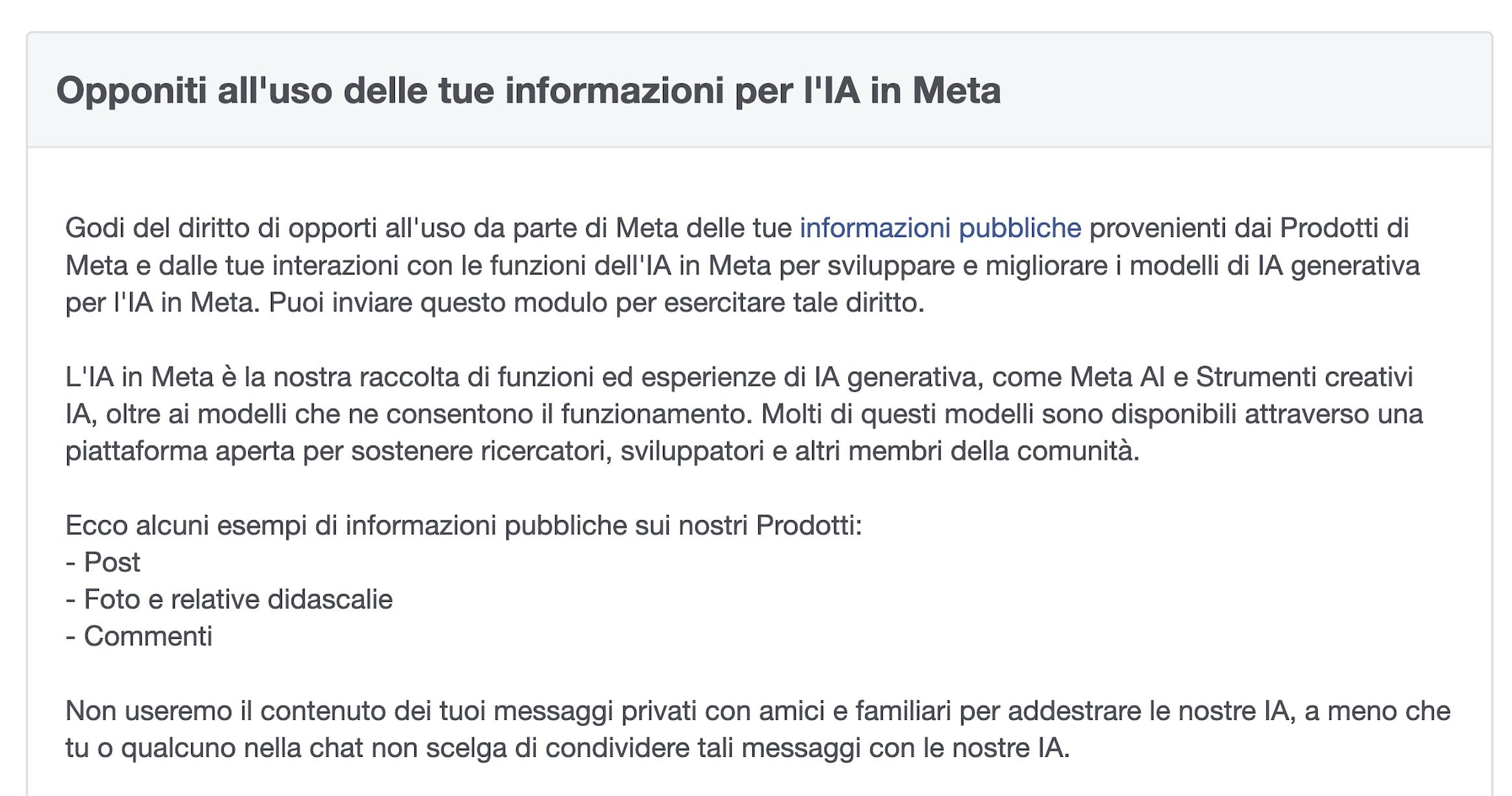 FACEBOOK | Il modulo per opporsi all’uso dei propri dati dall’IA di Meta