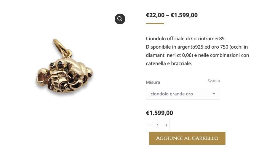 FANPAGE | Il ciondolo d’oro con diamanti neri è il più costoso della collezione di gioielli di Cicciogamer89