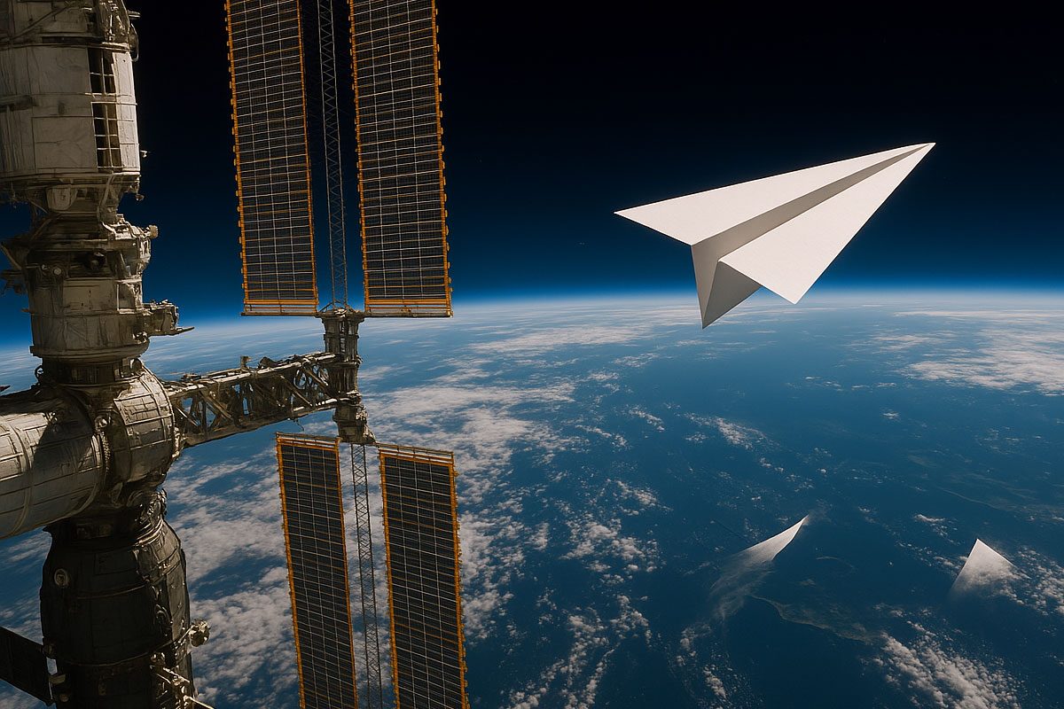 Cosa succede se lanci un aeroplanino di carta dalla Stazione Spaziale Internazionale? Più di quanto immagini