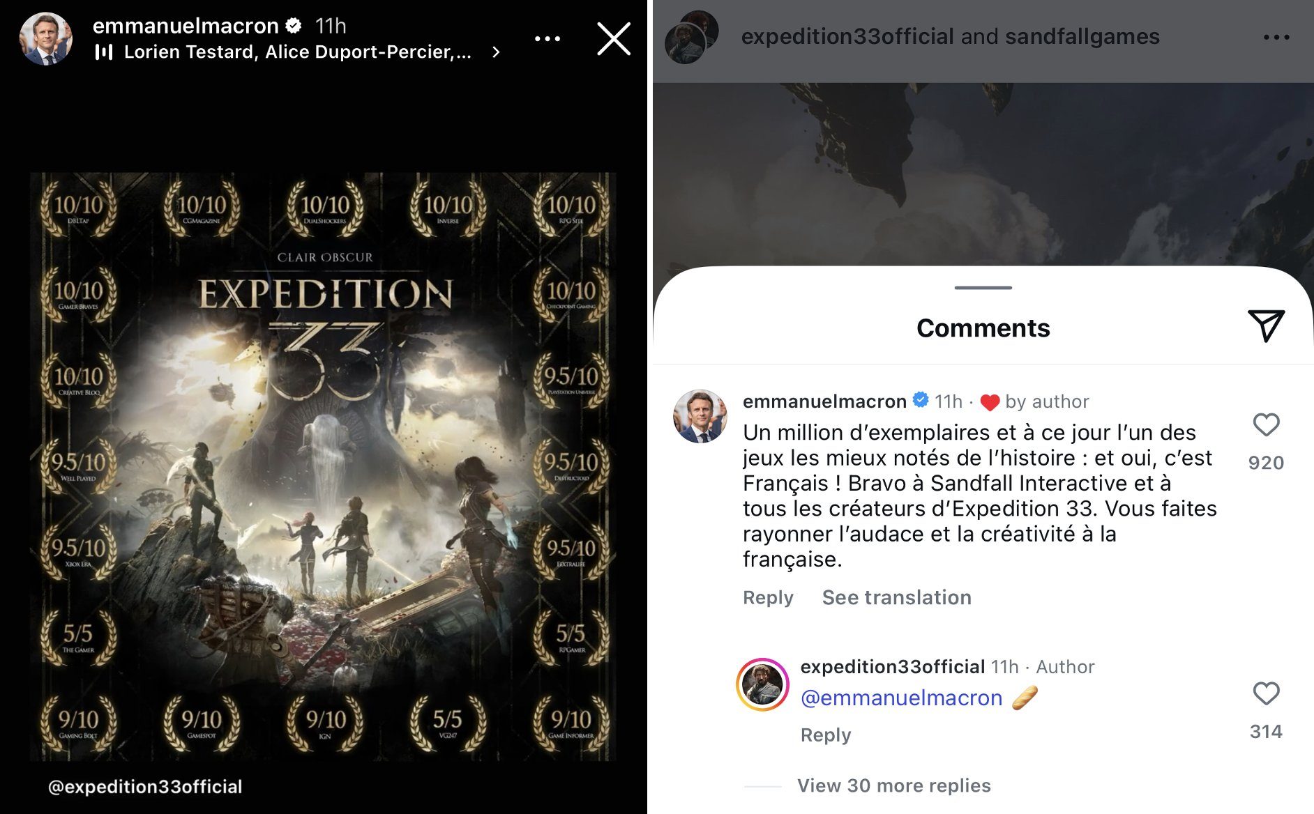 DOPPIAGGIO VIDEOGIOCHI | I complimenti su Instagram del Presidente Macron a Sandall Interactive, lo studio con sede a Montpellier che ha creato Clair Obscur: Expedition 33.