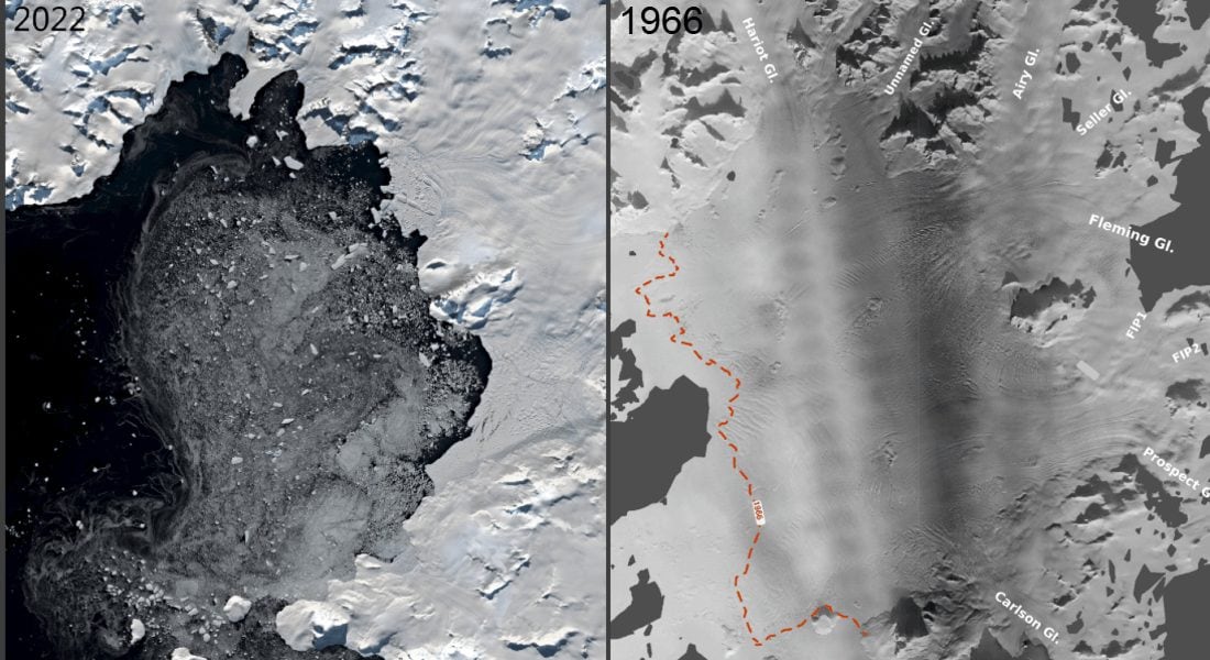 Antartide, foto aeree di 60 anni fanno luce sul collasso di una piattaforma (e predicono il nostro destino)