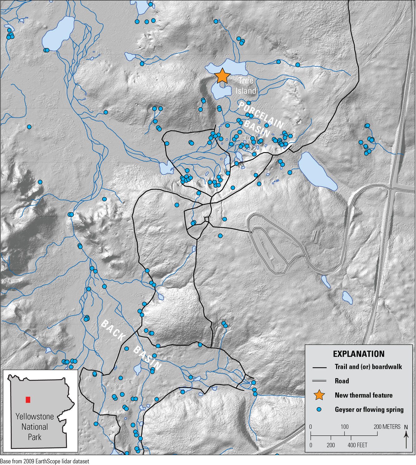 La posizione della pozza idrotermale. Credit: USGS