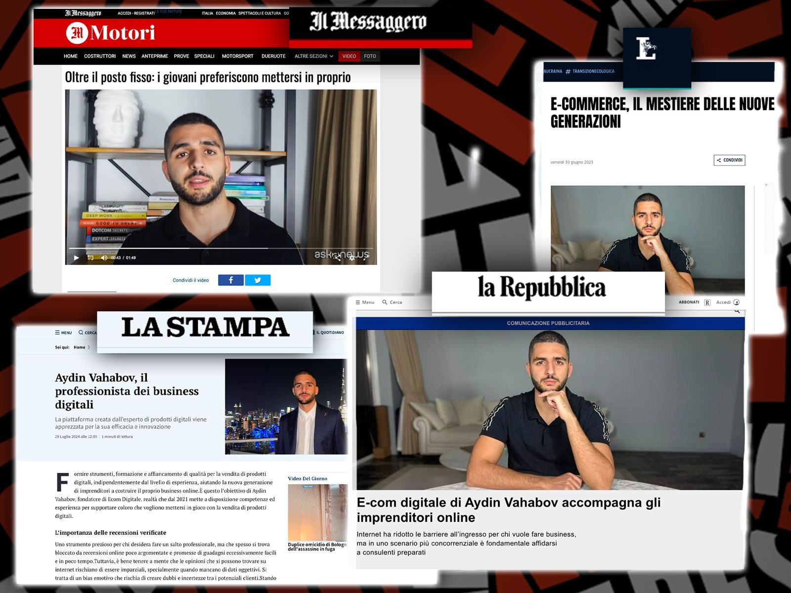 Gli articoli sponsorizzati di Aydin Vahabov comparsi sulle testate italiane.