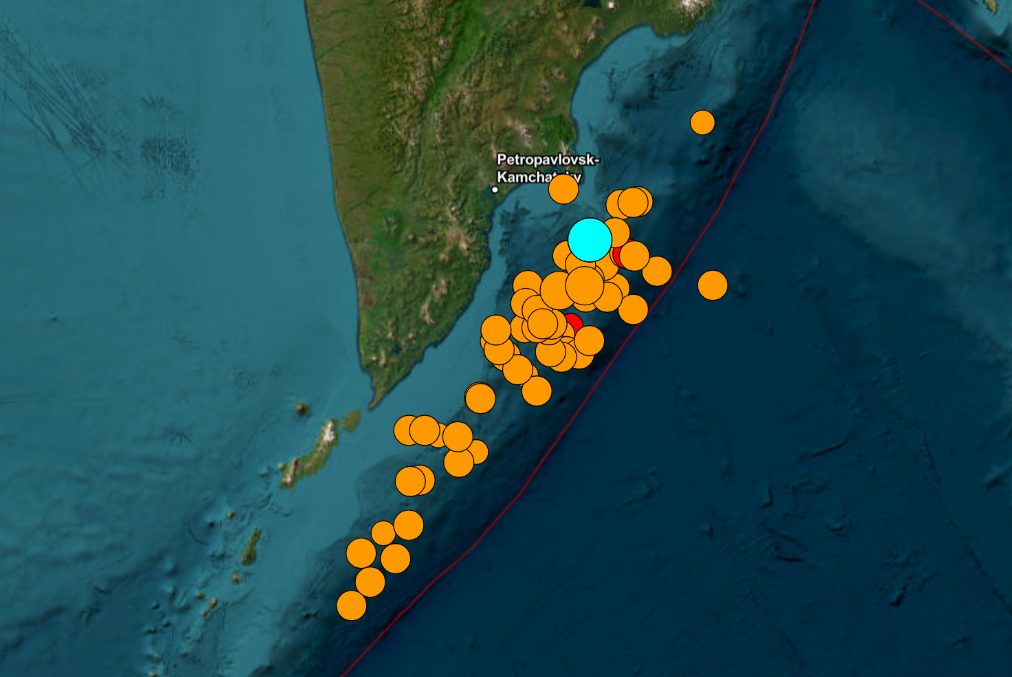 Terremoti registrati in Kamchatka. Credit: USGS