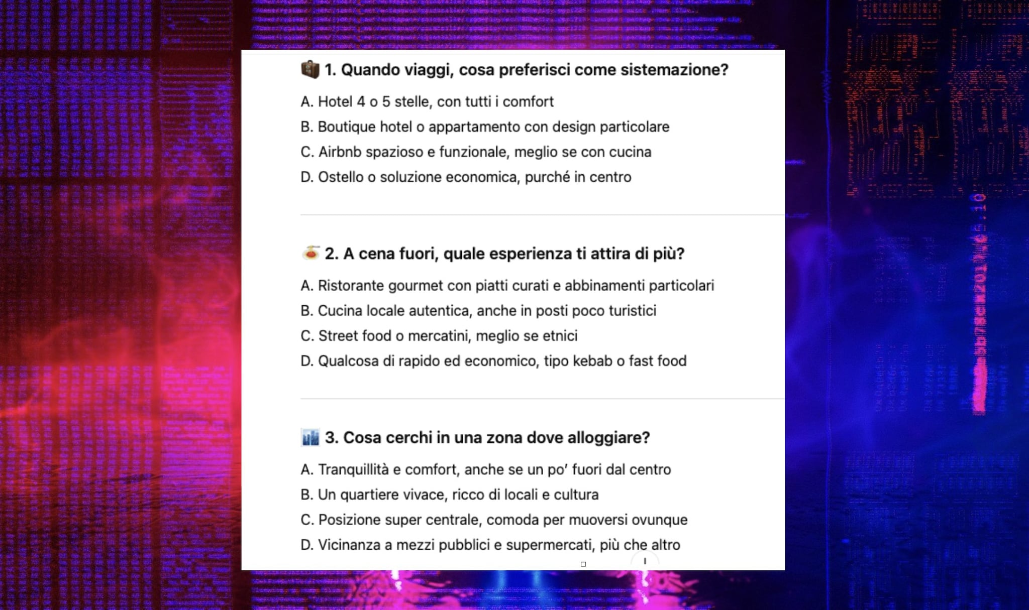 CHATGPT | Le domande fatte da ChatGPT per capire il nostro profilo come viaggiatori