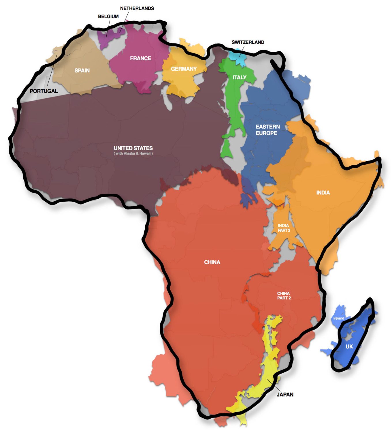 Le vere dimensioni dell’Africa / Credit: Kai Krause
