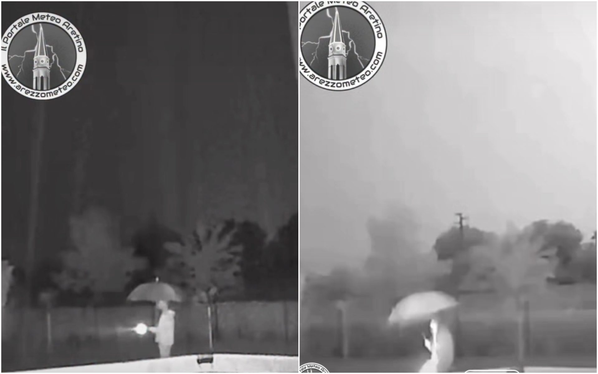 Esce durante un temporale con l'ombrello aperto e rischia di essere colpito da un fulmine: perché è pericoloso