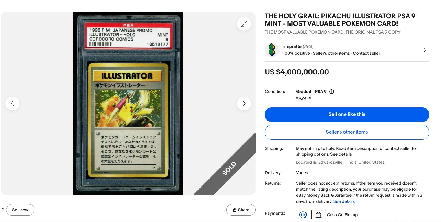 EBAY | L’annuncio di Pokémon Illustrator