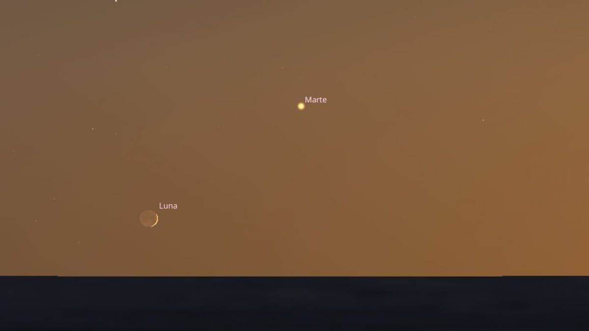 Il bacio tra la Luna e Marte del 24 settembre. Credit: Stellarium