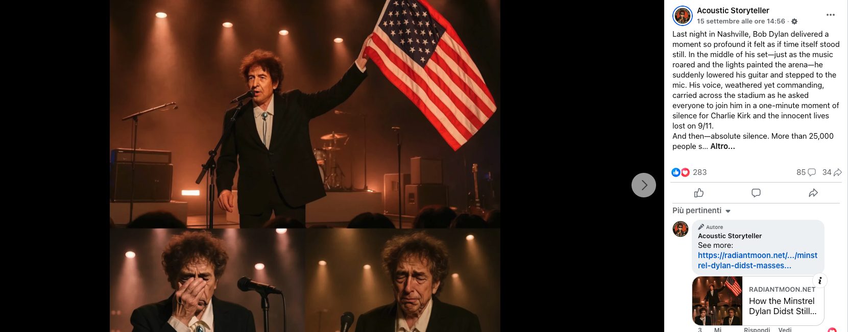 FACEBOOK | Il post fake su Bob Dylan