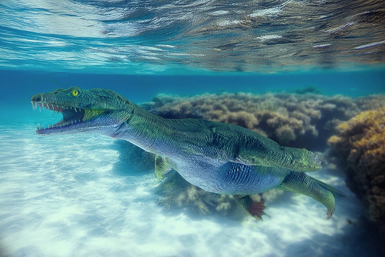 Ricostruzione in 3D del lariosauro. Credit: S. Megahed (ArchonXR)/ Renesto et al./ Swiss Journal of Palaeontology, 2025
