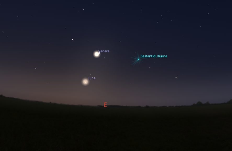 La congiunzione all’alba del 20 settembre. Credit: Stellarium