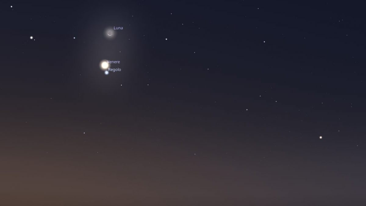Simulazione della congiunzione astrale tra la Luna e Venere del 19 settembre. Credit: Stellarium