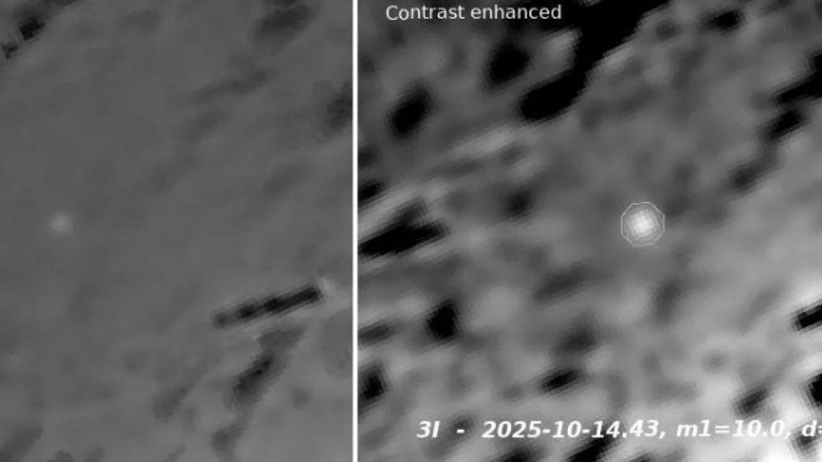 L’oggetto interstellare 3I/ATLAS ripreso dai satelliti PUNCH il 14 ottobre 2025. Credit: Thomas Lehmann e Marshall Eubanks)