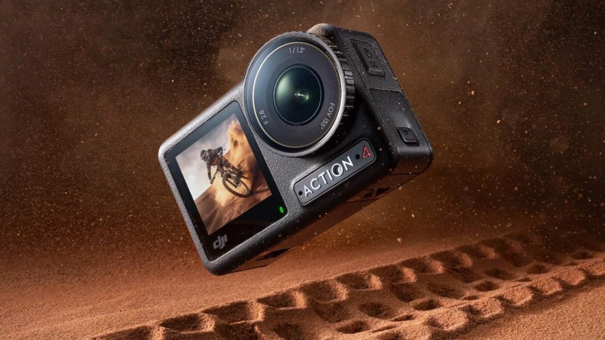 Action Cam DJI Action 4 riprende uno sporitvo in mountain bike