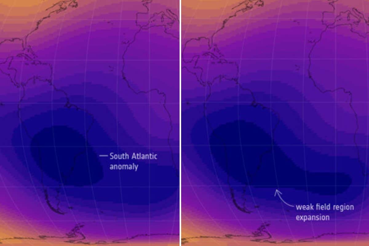 Il “buco” magnetico dell’Atlantico cresce e cambia posizione: cosa significa per la Terra