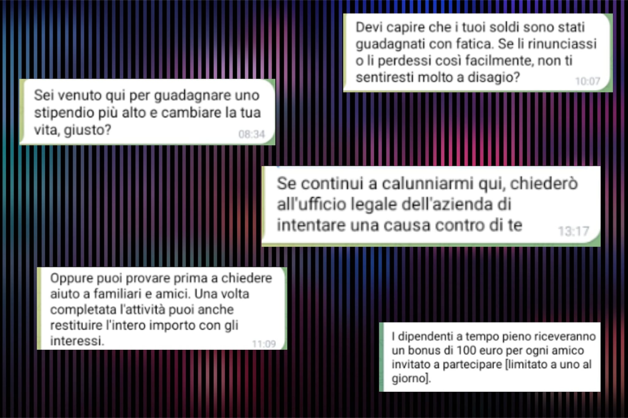 Alcuni messaggi inviati alla nostra testimone