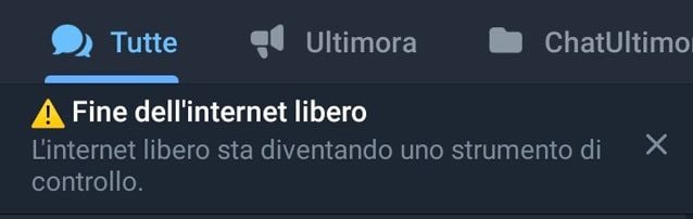 Il messaggio comparso su Telegram