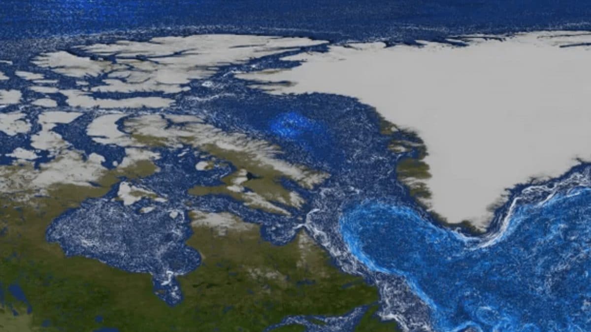 Il vortice subpolare del Nord Atlantico è un sistema di correnti oceaniche nell’Oceano Atlantico settentrionale / Credit: NASA’s Scientific Visualization Studio