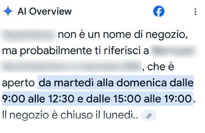 La schermata dell’IA Overview di Google che riportava le informazioni errate