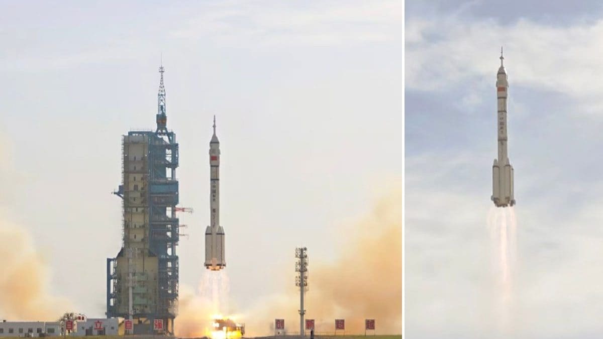 La navicella di rientro senza equipaggio Shenzhou–22 lanciata verso la Stazione Tiangong nella tarda serata di lunedì (24 novembre) a bordo di un razzo Long March 2F. Riporterà sulla Terra gli astronauti bloccati della Shenzhou–21 all’inizio del prossimo anno / Credit: CMSA