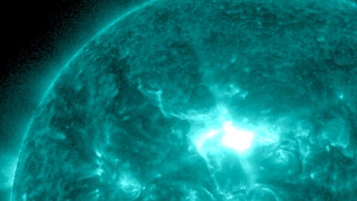 Il brillamento di classe X 1.7 sul Sole del 9 novembre. Credit: GOES/NOAA