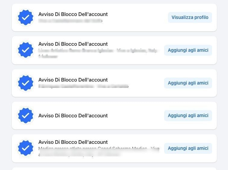 FACEBOOK | La lista dei profili clonati