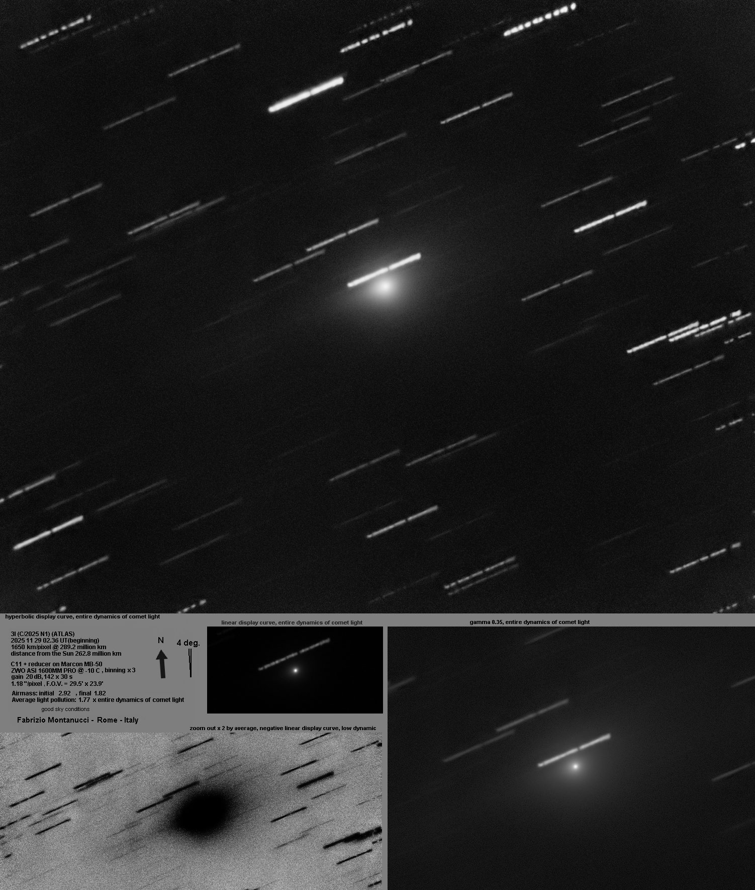 3I/ATLAS ripresa da Roma. Credit: Fabrizio Montanucci