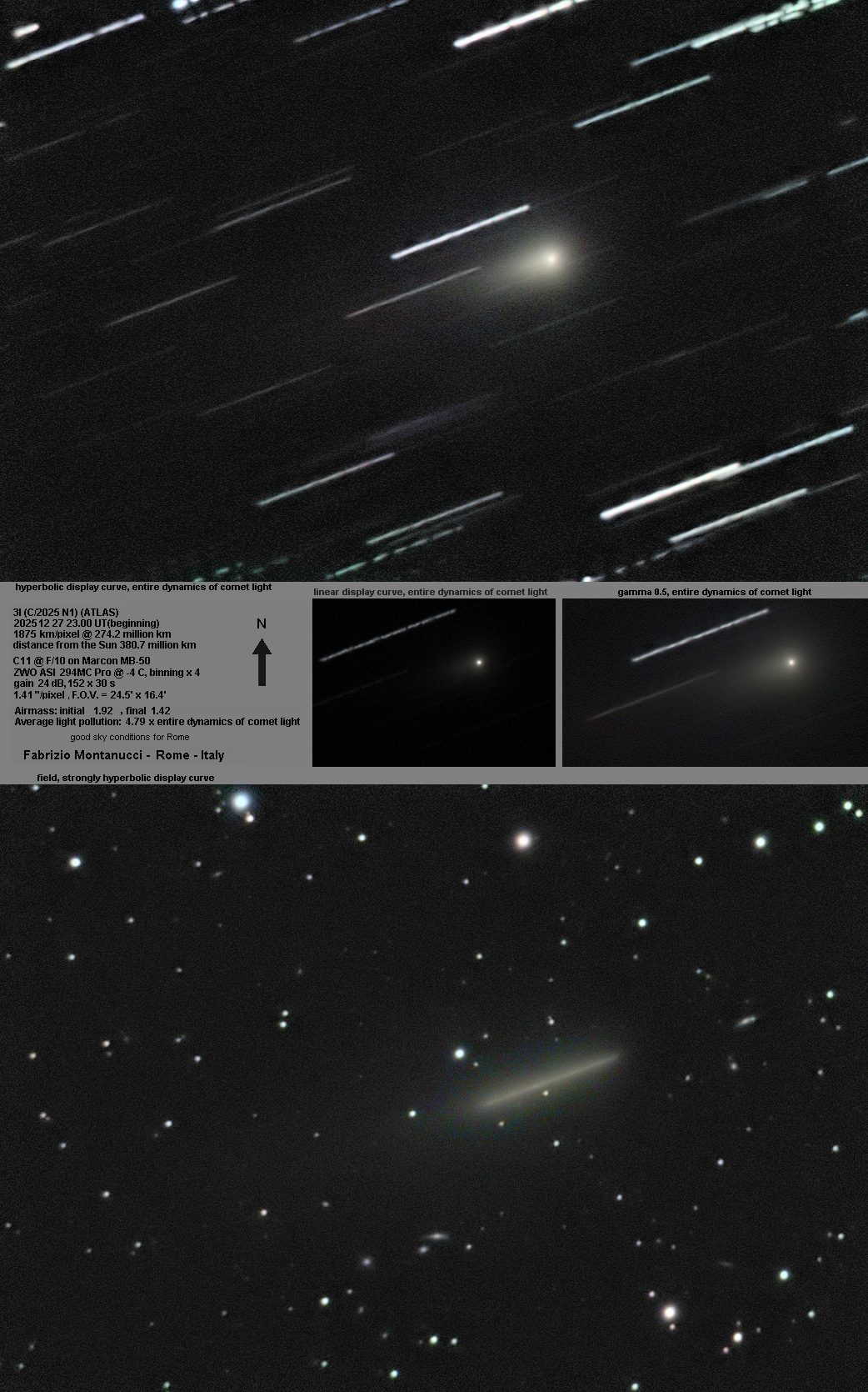 La cometa interstellare 3I/ATLAS fotografata dal nostro lettore Fabrizio Montanucci