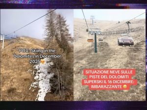 I primi dati della neve sulle Dolomiti sono pessimi: fra poco più di un mese ci sono le Olimpiadi