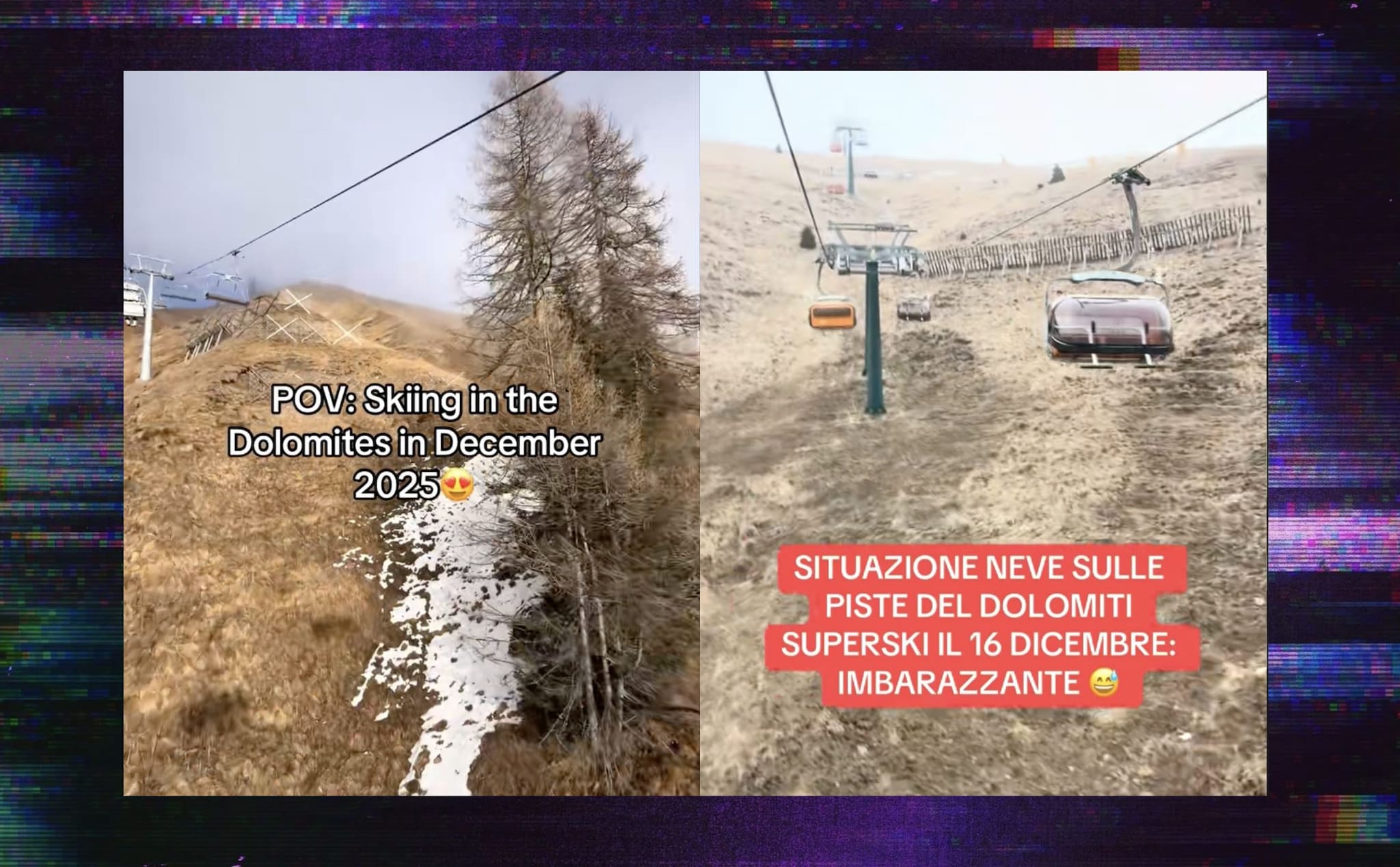 I primi dati della neve sulle Dolomiti sono pessimi: fra poco più di un mese ci sono le Olimpiadi