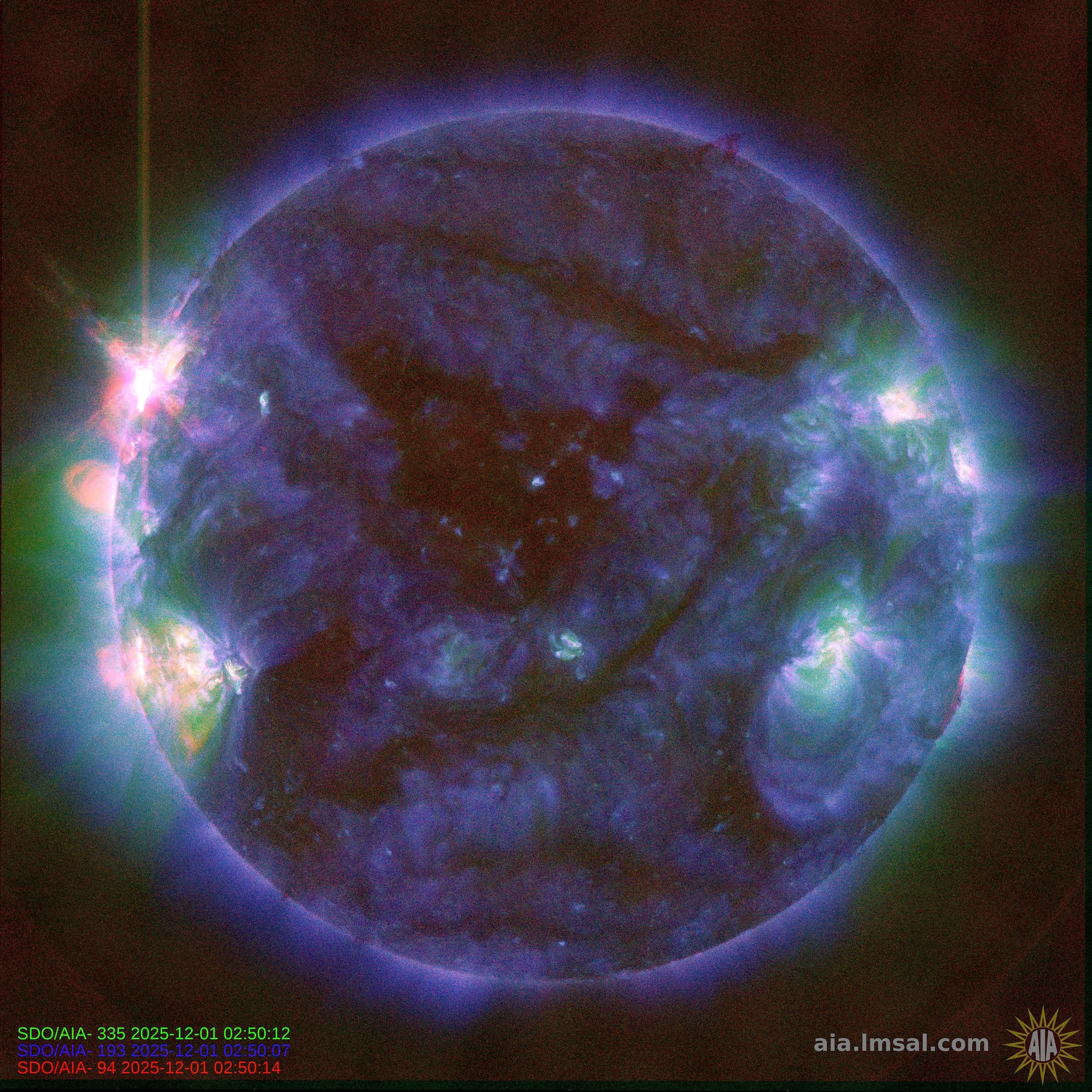 L’eruzione solare del 1 dicembre. Credit: NASA/SDO/AIA