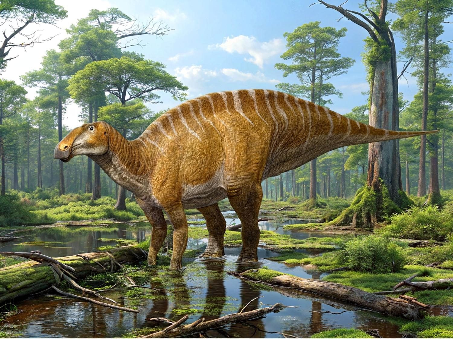 Illustrazione del dinosauro dal becco d’anatra Ahshislesaurus wimani. Credit: Sergey Krasovskiy/NMMNHS