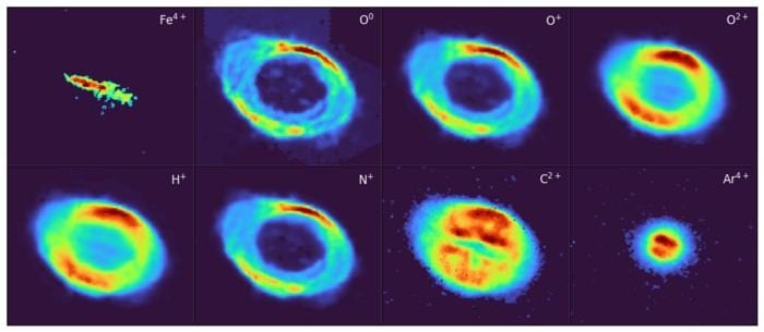 Varie immagini della Nebulosa Anello catturate con lo strumento WEAVE. Credit: Roger Wesson et al / MNRAS