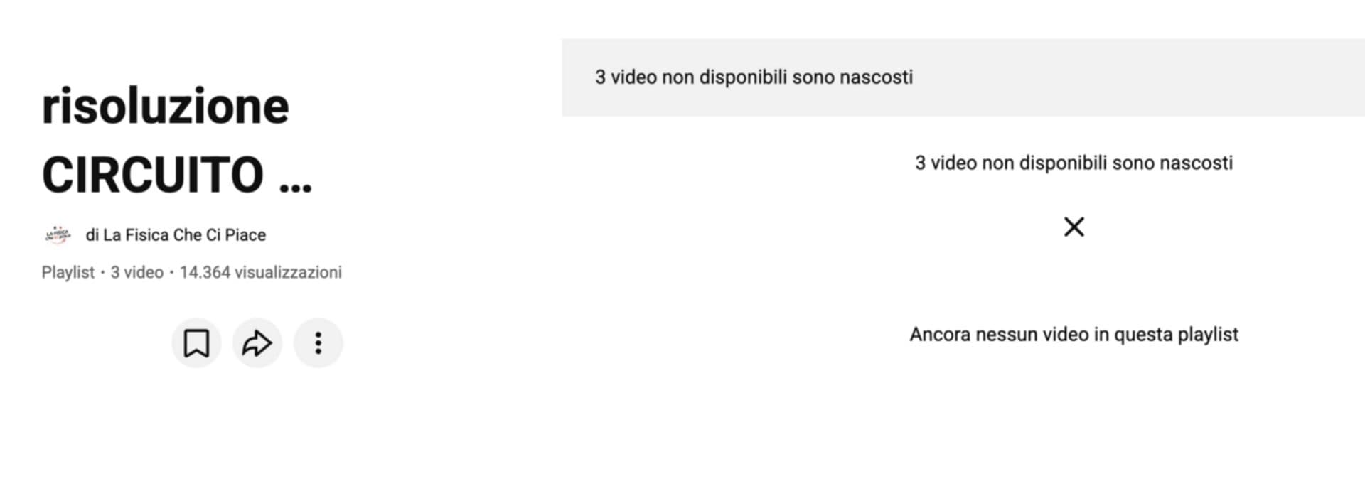Il risultato della ricerca della playlist su YouTube.