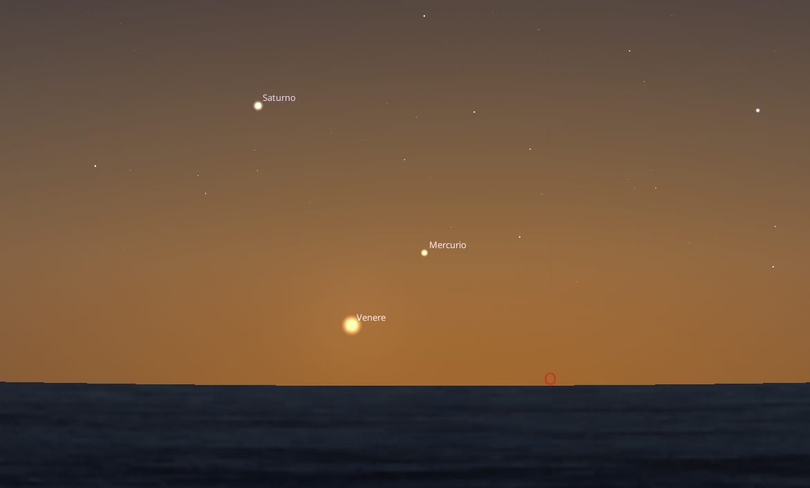 Il triangolo celeste del 26 febbraio. Credit: Stellarium