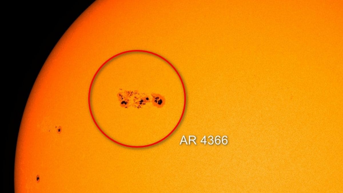 La macchia solare AR 4366. Credit: NASA/SDO/Elaborazione Fanpage.it