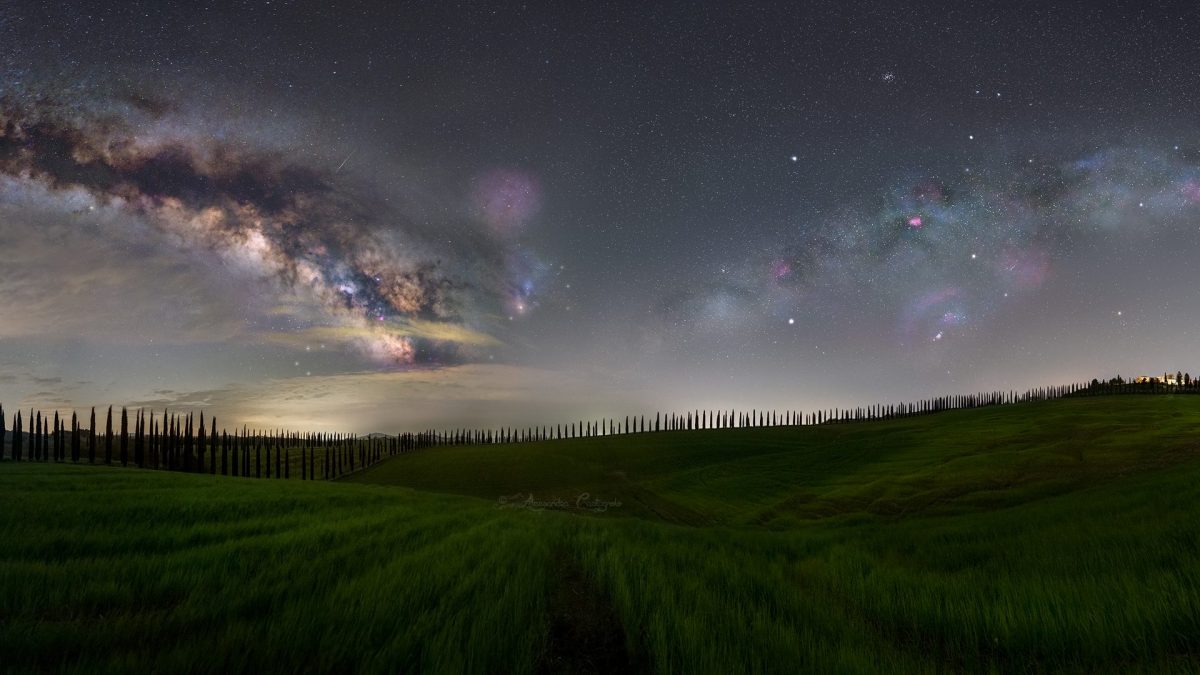 Una parte del "doppio arco" della Via Lattea, fotografato nel cielo della campagna toscana. Credit: Alessandra Castagnolo