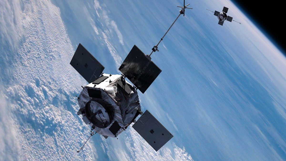 La sonda Van Allen A della NASA in orbita attorno alla Terra. Il veicolo, lanciato nel 2012 per studiare le fasce di radiazione del pianeta, è oggi in rientro incontrollato nell’atmosfera / Credit: NASA