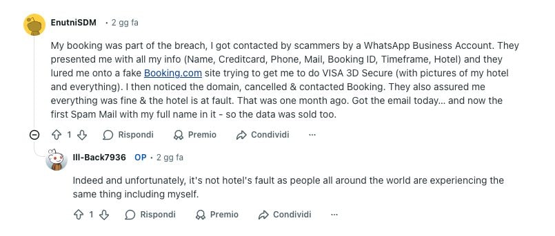 REDDIT | La testimonianza di un utente Booking