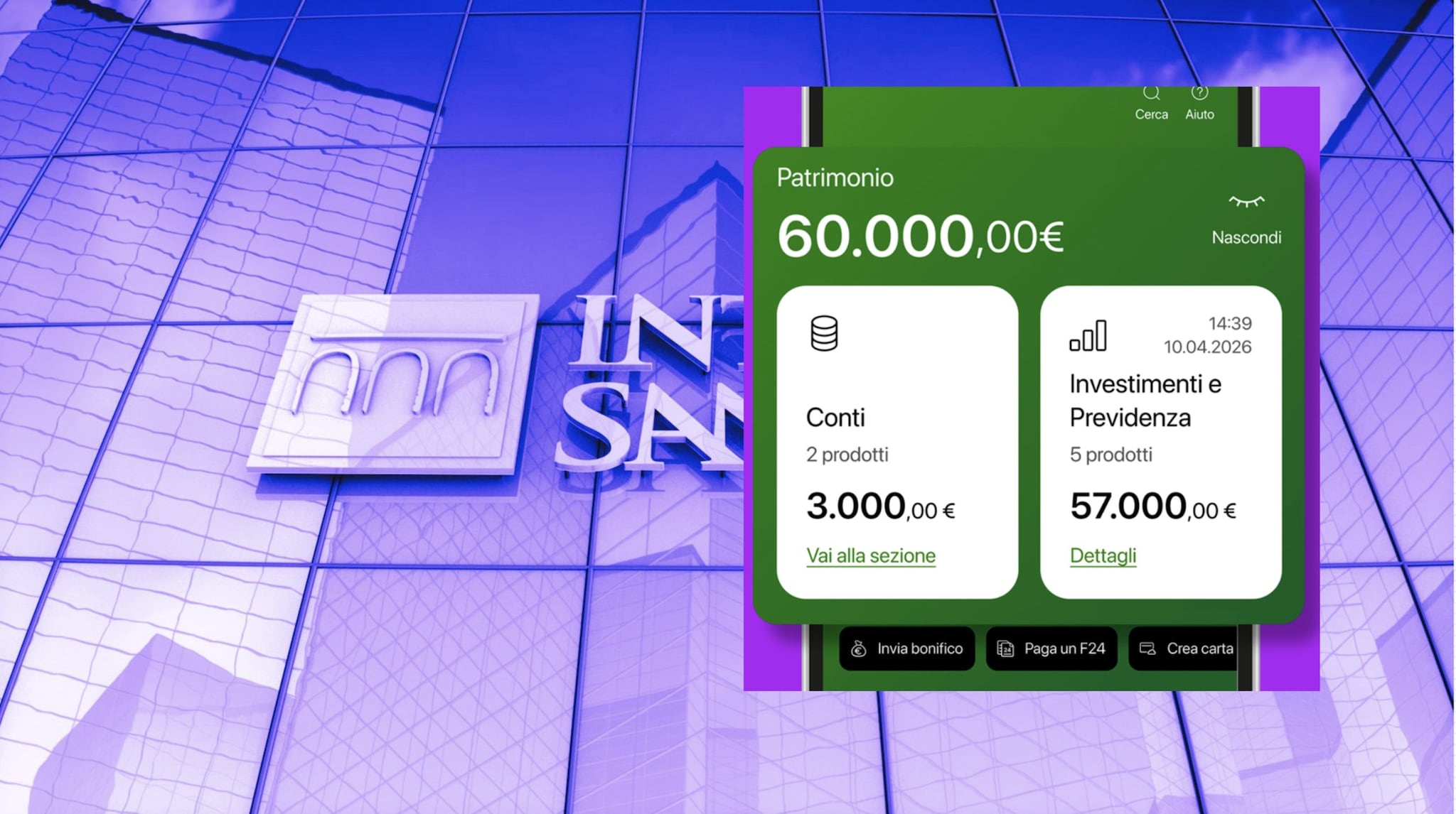 L’app di Intesa Sanpaolo è cambiata: ora all'inizio compare la voce Patrimonio